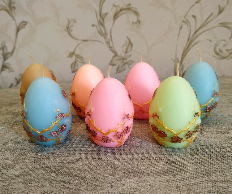 شمع تخم مرغی شکوفه بهاری مناسب دکور نوروزی و سفره هفت سین