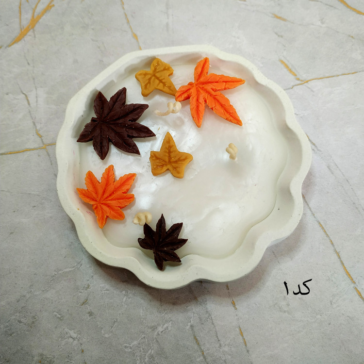 سنگ مصنوعی و شمع با طراحی برگ پاییزی