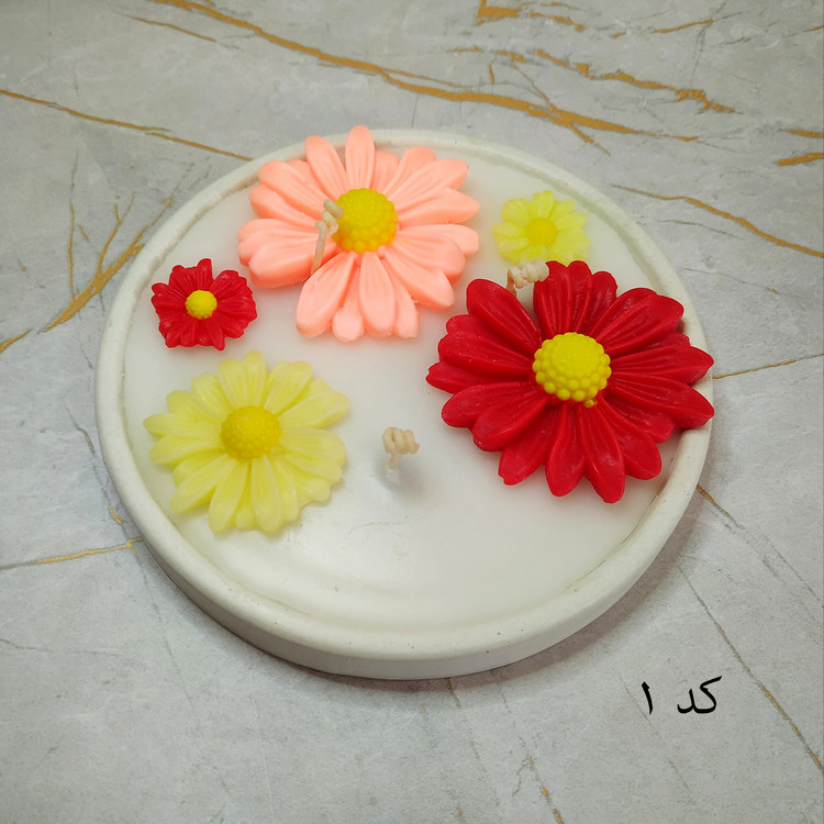 حوضچه سنگ مصنوعی و شمع مدل بابونه مناسب دکور قرمز