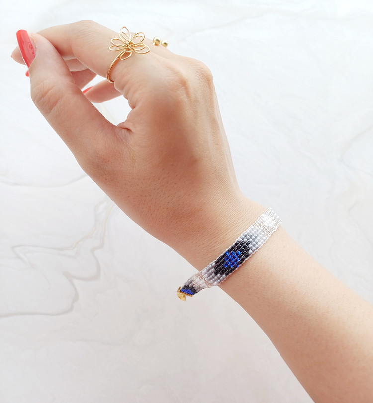 دستبند بافت FGB مدل 2113 از استیل و مونجوق، طراحی شیک و فانتزی